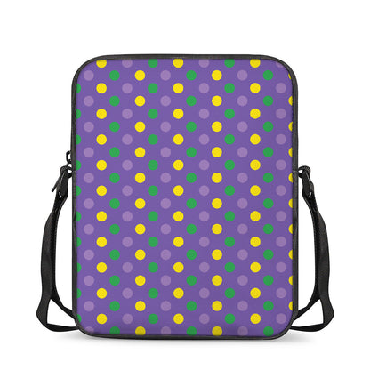 Mardi Gras Polka Dot Pattern Print Rectangular Crossbody Bag