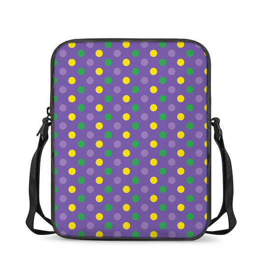 Mardi Gras Polka Dot Pattern Print Rectangular Crossbody Bag