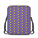 Mardi Gras Polka Dot Pattern Print Rectangular Crossbody Bag