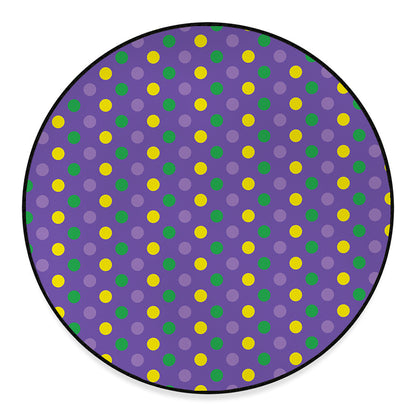 Mardi Gras Polka Dot Pattern Print Round Floor Mat