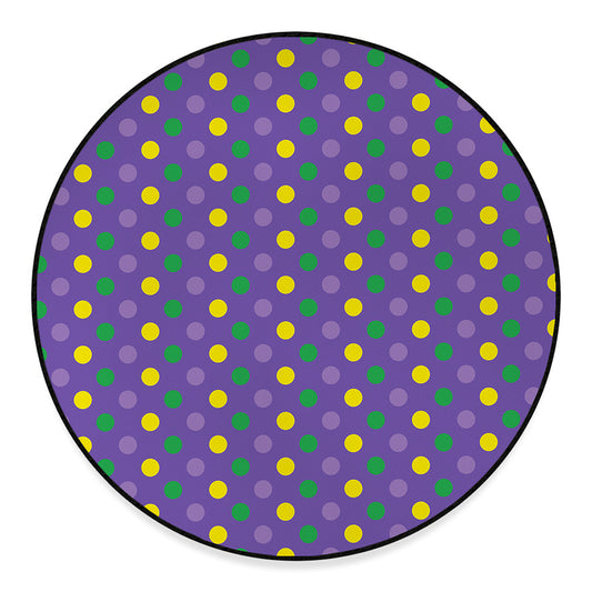 Mardi Gras Polka Dot Pattern Print Round Floor Mat
