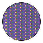 Mardi Gras Polka Dot Pattern Print Round Floor Mat