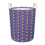 Mardi Gras Polka Dot Pattern Print Round Laundry Basket