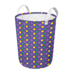 Mardi Gras Polka Dot Pattern Print Round Laundry Basket