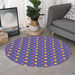 Mardi Gras Polka Dot Pattern Print Round Rug