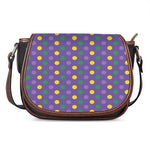 Mardi Gras Polka Dot Pattern Print Saddle Bag