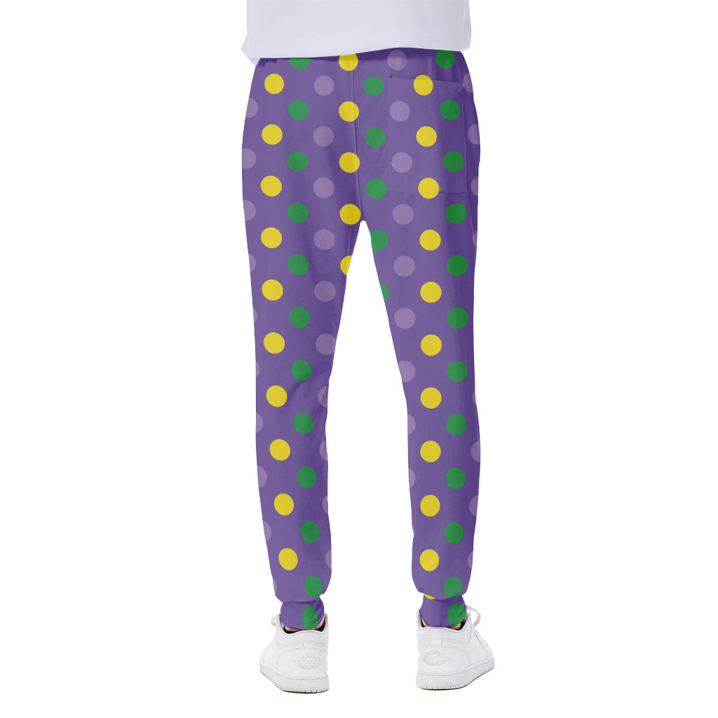 Mardi Gras Polka Dot Pattern Print Scuba Joggers