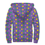 Mardi Gras Polka Dot Pattern Print Sherpa Lined Zip Up Hoodie