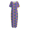 Mardi Gras Polka Dot Pattern Print Short Sleeve Long Nightdress