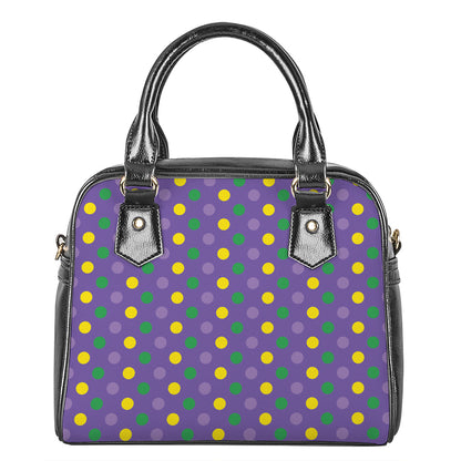 Mardi Gras Polka Dot Pattern Print Shoulder Handbag