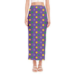 Mardi Gras Polka Dot Pattern Print Side Slit Maxi Skirt