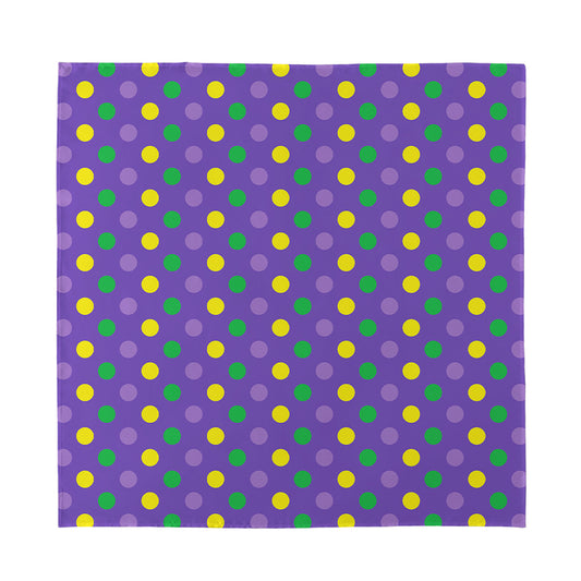 Mardi Gras Polka Dot Pattern Print Silk Bandana