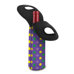 Mardi Gras Polka Dot Pattern Print Single Neoprene Wine Tote