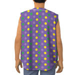 Mardi Gras Polka Dot Pattern Print Sleeveless Baseball Jersey