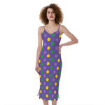 Mardi Gras Polka Dot Pattern Print Slim Fit Midi Cami Dress