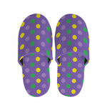 Mardi Gras Polka Dot Pattern Print Slippers