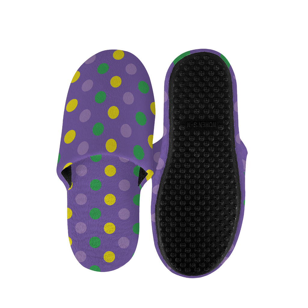 Mardi Gras Polka Dot Pattern Print Slippers