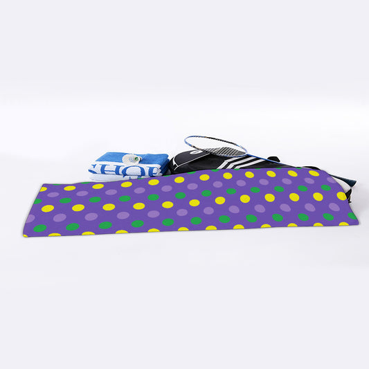 Mardi Gras Polka Dot Pattern Print Sports Towel