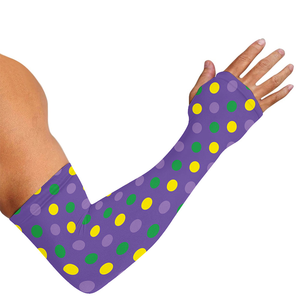 Mardi Gras Polka Dot Pattern Print Sun Protection Arm Sleeves