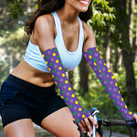 Mardi Gras Polka Dot Pattern Print Sun Protection Arm Sleeves