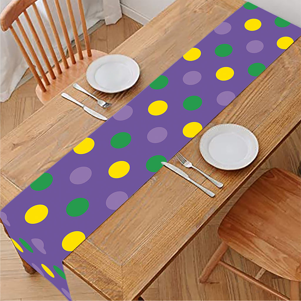 Mardi Gras Polka Dot Pattern Print Table Runner