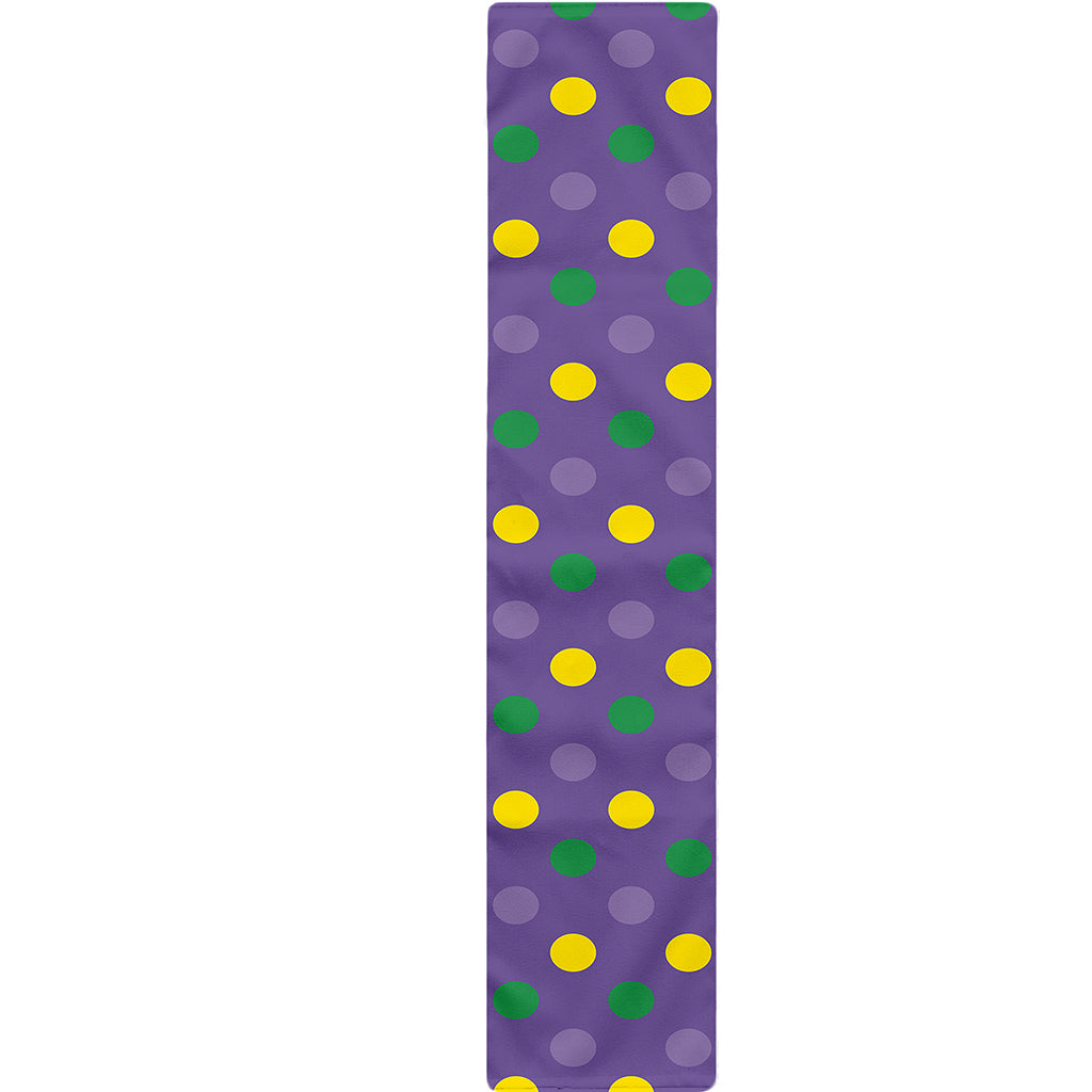 Mardi Gras Polka Dot Pattern Print Table Runner