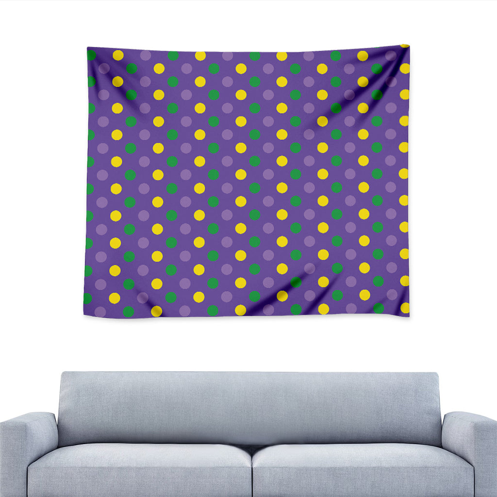 Mardi Gras Polka Dot Pattern Print Tapestry