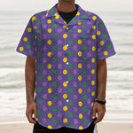 Mardi Gras Polka Dot Pattern Print Textured Short Sleeve Shirt