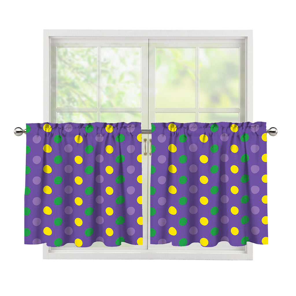Mardi Gras Polka Dot Pattern Print Tier Curtains