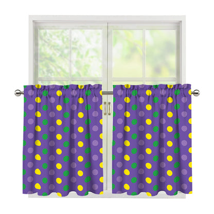 Mardi Gras Polka Dot Pattern Print Tier Curtains
