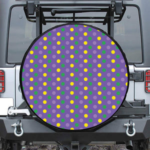 Mardi Gras Polka Dot Pattern Print Tire Cover