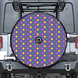 Mardi Gras Polka Dot Pattern Print Tire Cover With Camera Hole