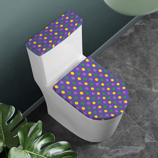 Mardi Gras Polka Dot Pattern Print Toilet Lid And Tank Cover Set