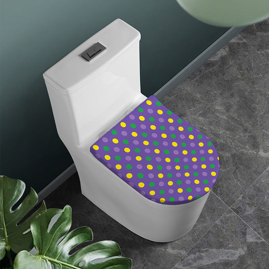 Mardi Gras Polka Dot Pattern Print Toilet Lid Cover