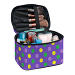Mardi Gras Polka Dot Pattern Print Travel Makeup Bag