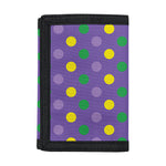 Mardi Gras Polka Dot Pattern Print Trifold Wallet