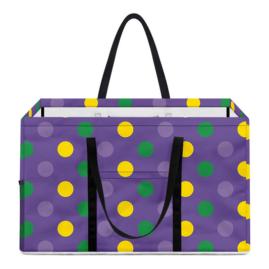 Mardi Gras Polka Dot Pattern Print Utility Tote Bag