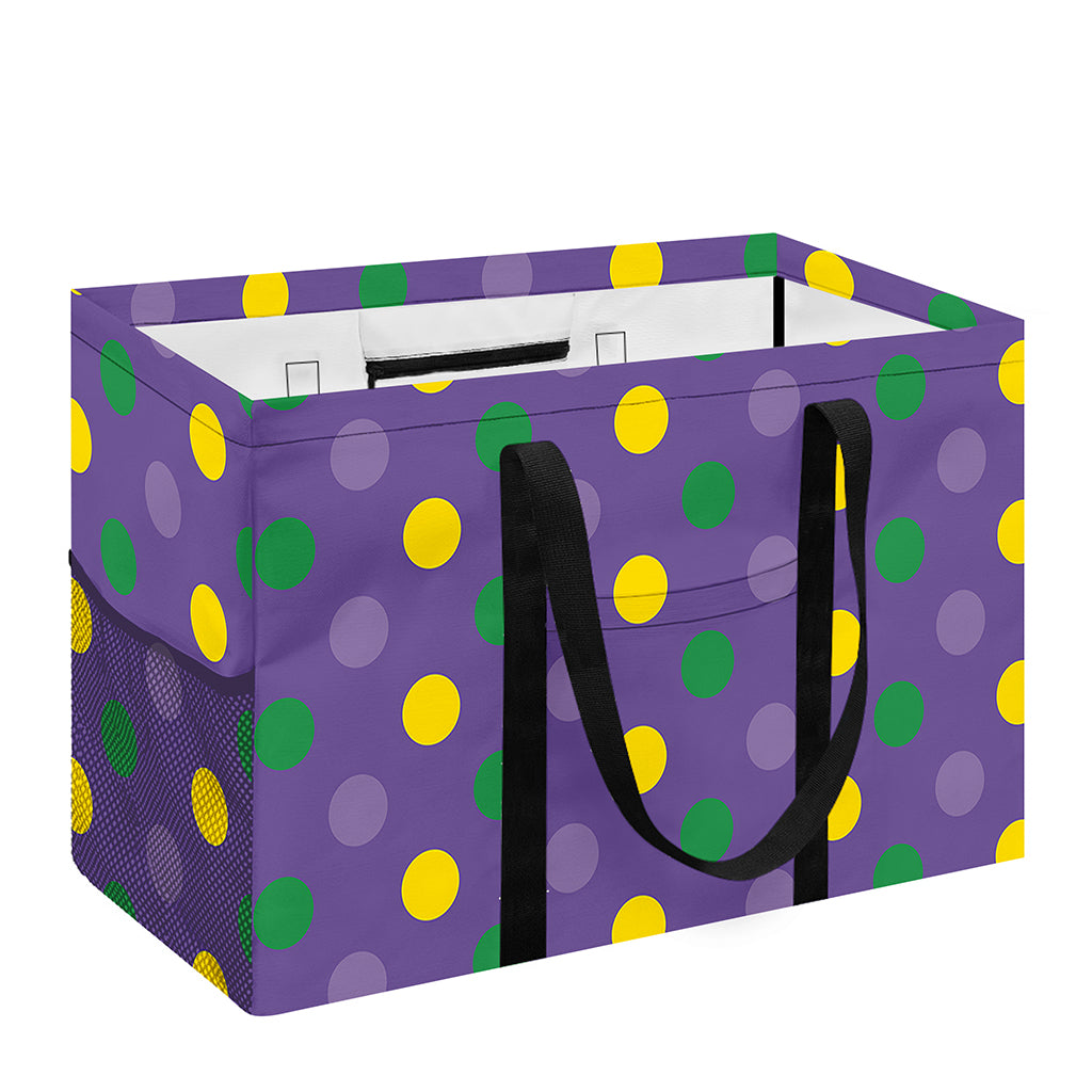 Mardi Gras Polka Dot Pattern Print Utility Tote Bag