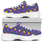 Mardi Gras Polka Dot Pattern Print White Chunky Shoes
