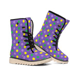 Mardi Gras Polka Dot Pattern Print Winter Boots