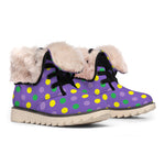 Mardi Gras Polka Dot Pattern Print Winter Boots