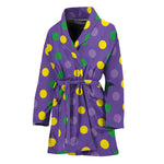 Mardi Gras Polka Dot Pattern Print Women's Bathrobe