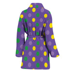 Mardi Gras Polka Dot Pattern Print Women's Bathrobe
