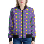Mardi Gras Polka Dot Pattern Print Women's Bomber Jacket