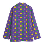 Mardi Gras Polka Dot Pattern Print Women's Cotton Blazer