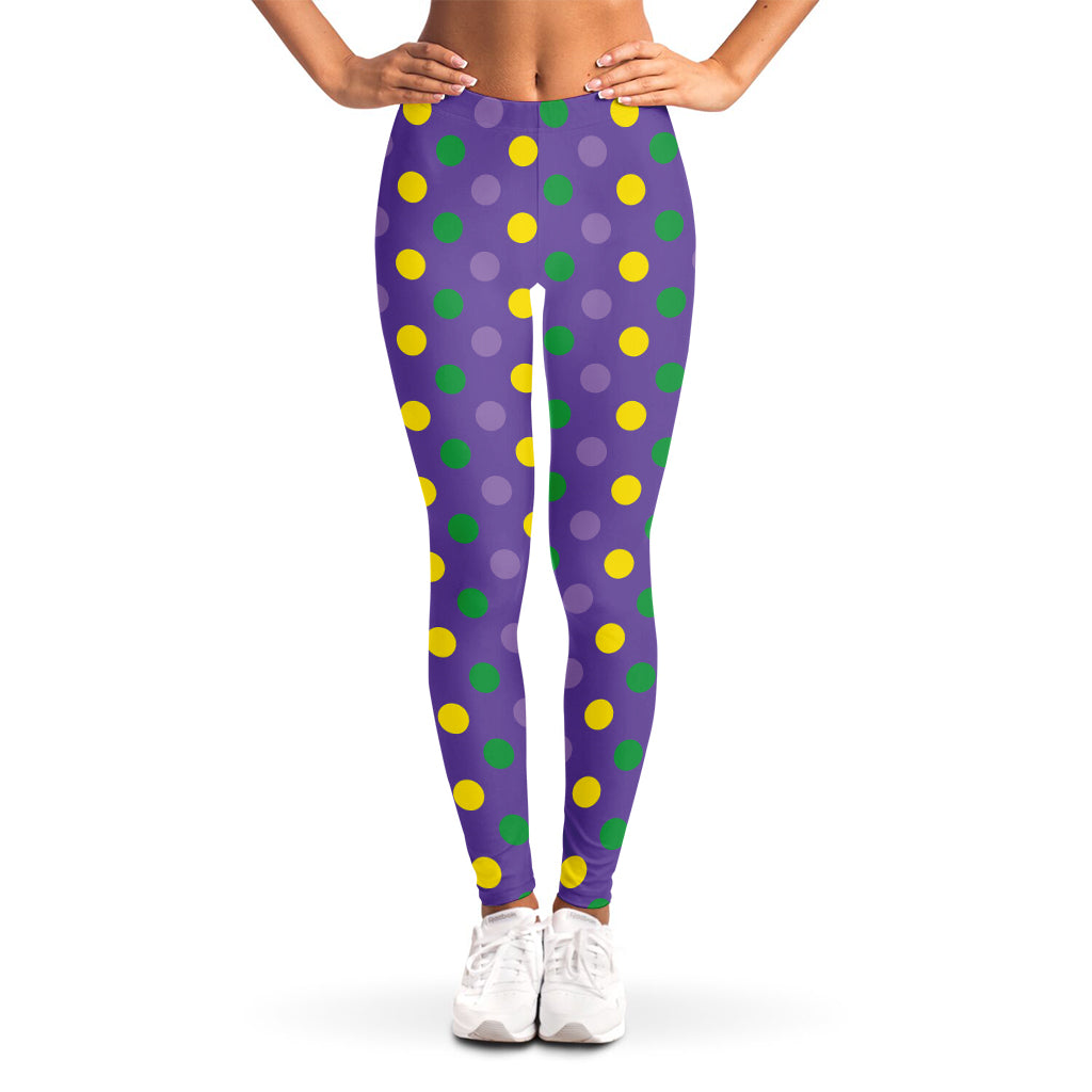 Mardi Gras Polka Dot Pattern Print Women's Leggings