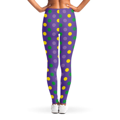 Mardi Gras Polka Dot Pattern Print Women's Leggings