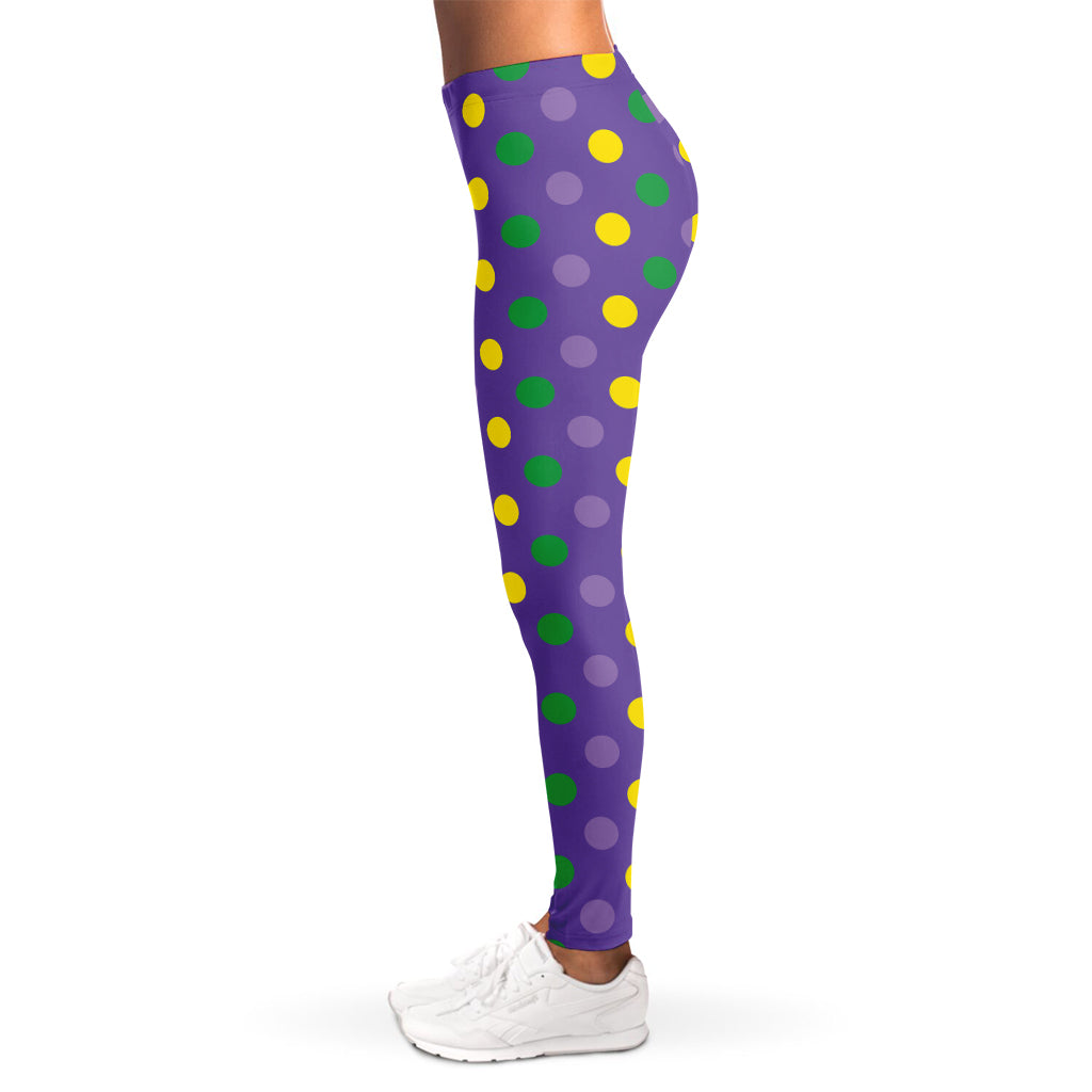 Mardi Gras Polka Dot Pattern Print Women's Leggings