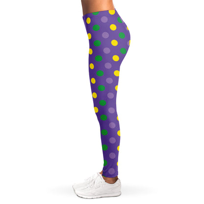 Mardi Gras Polka Dot Pattern Print Women's Leggings