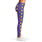 Mardi Gras Polka Dot Pattern Print Women's Leggings